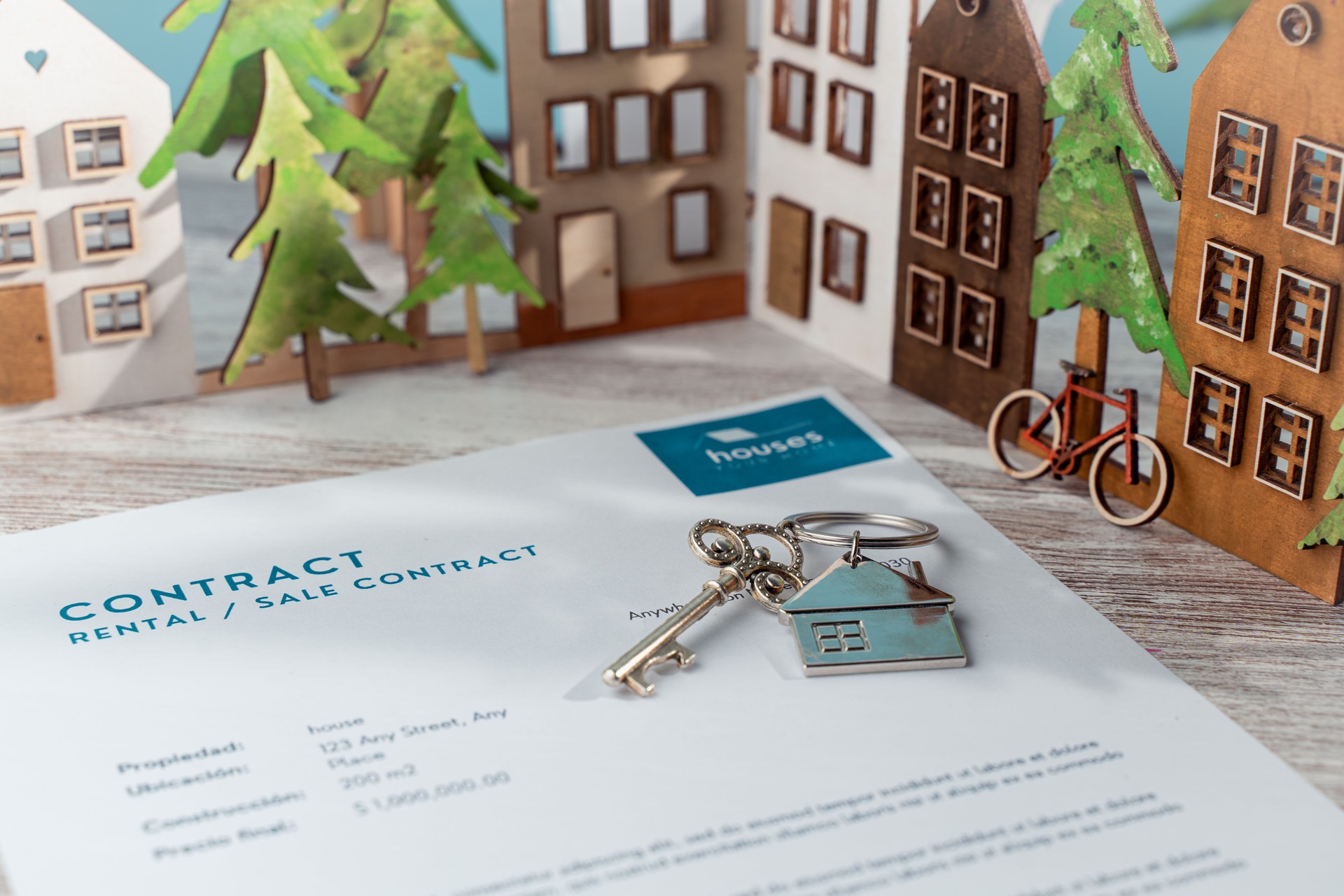 Real Estate Rental or Sale Contract with House Keys